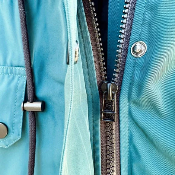 NWT Emerald Green Utility Hooded Long Overcoat Rain Coat Jacket Unisex Sz M - Picture 9 of 9